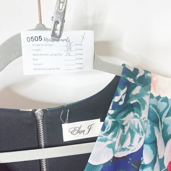 Eliza J Womens Multicolor Floral Short Sleeve V Neck Sheath Dress Size 8 - Picture 8 of 8